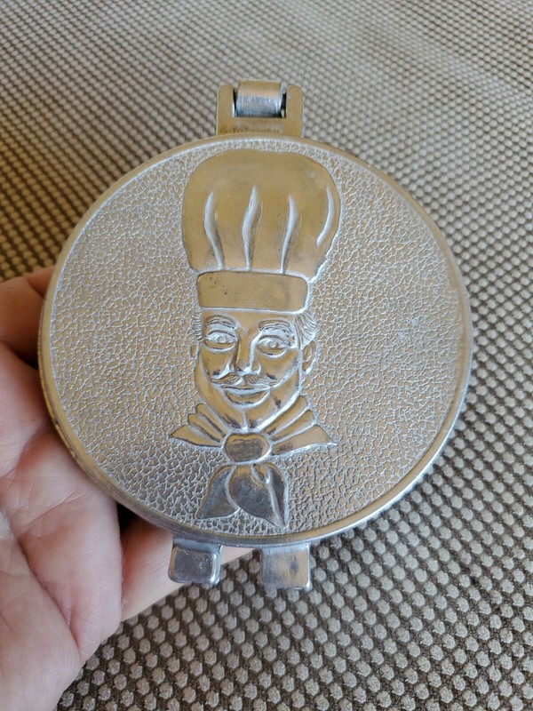 Vintage 1950s Hamburger Press Aluminum Ground Meat Burger Slider Embossed Chef gallery