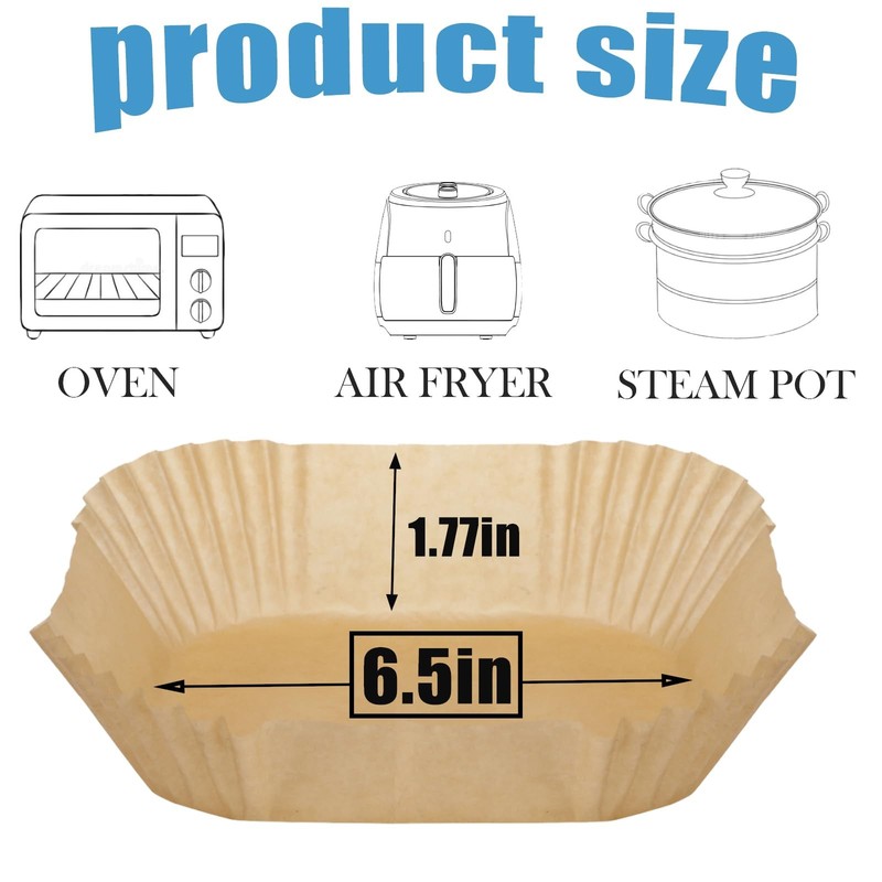 Somoga Thick Air Fryer Paper Liners Disposable 6.5inch-100PCS, Paper-Square gallery