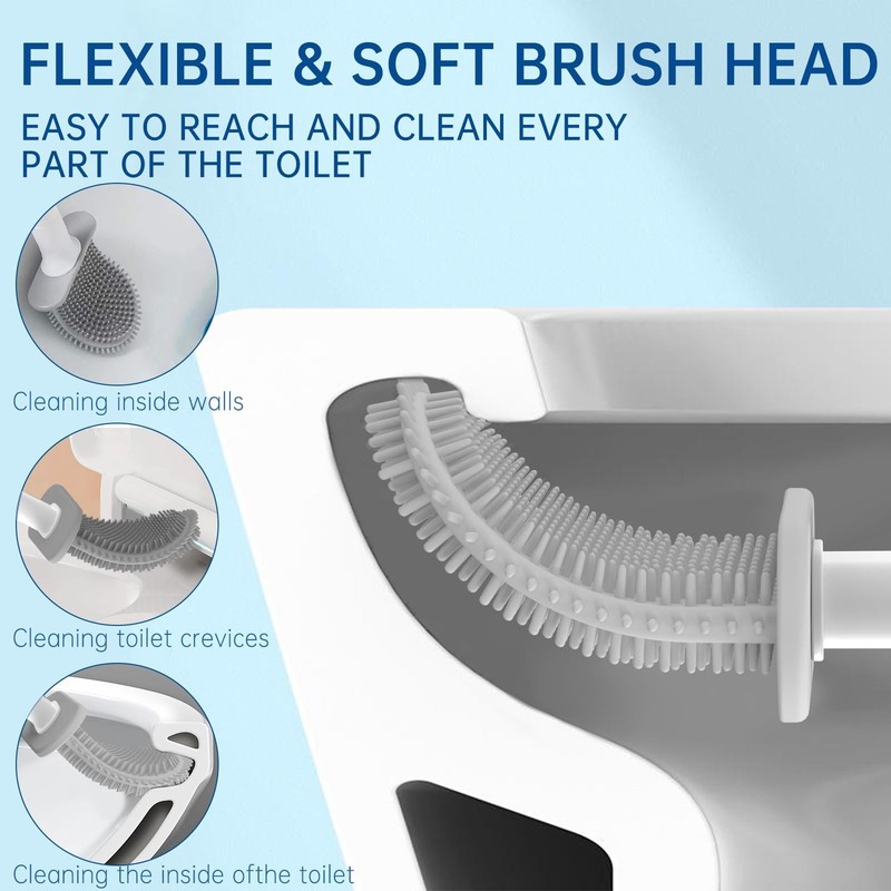 RV Toilet Bowl Brush by, Silicone Bristles, Wall-Mounted, Anti-Roll & Anti-Dr... gallery