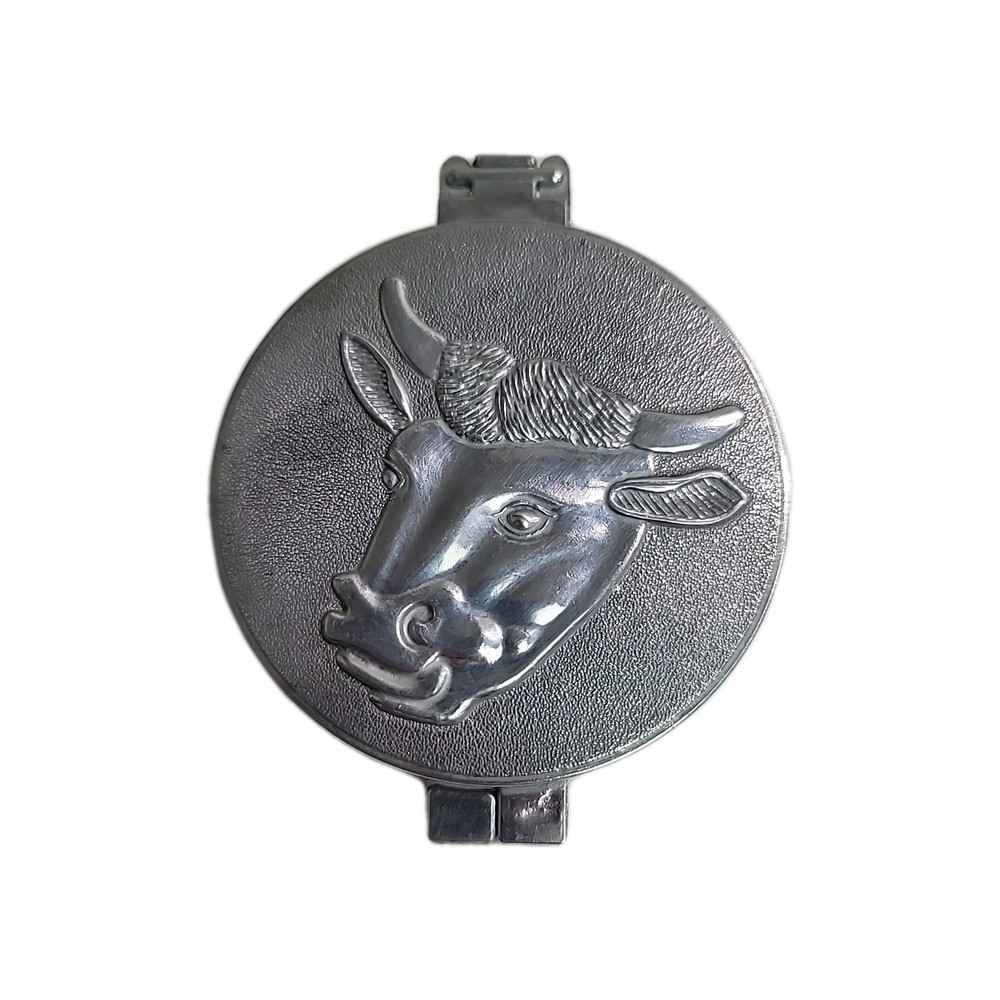 Vintage Aluminum Hamburger Press Bull Head Taiwan Cast Meat Patty Mold