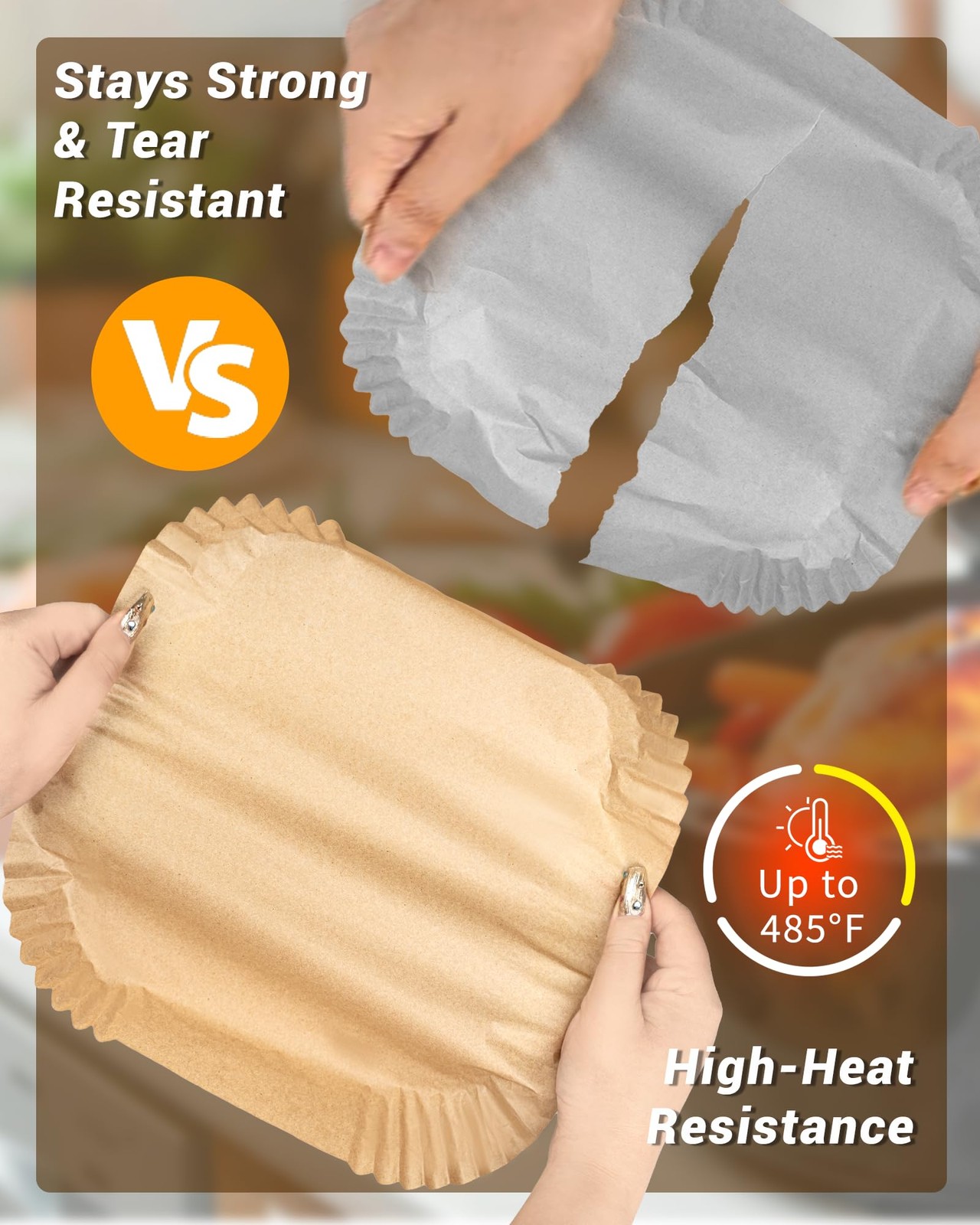 500Pcs Air Fryer Paper Liners, 8” Square Disposable 8 inches, Natural gallery