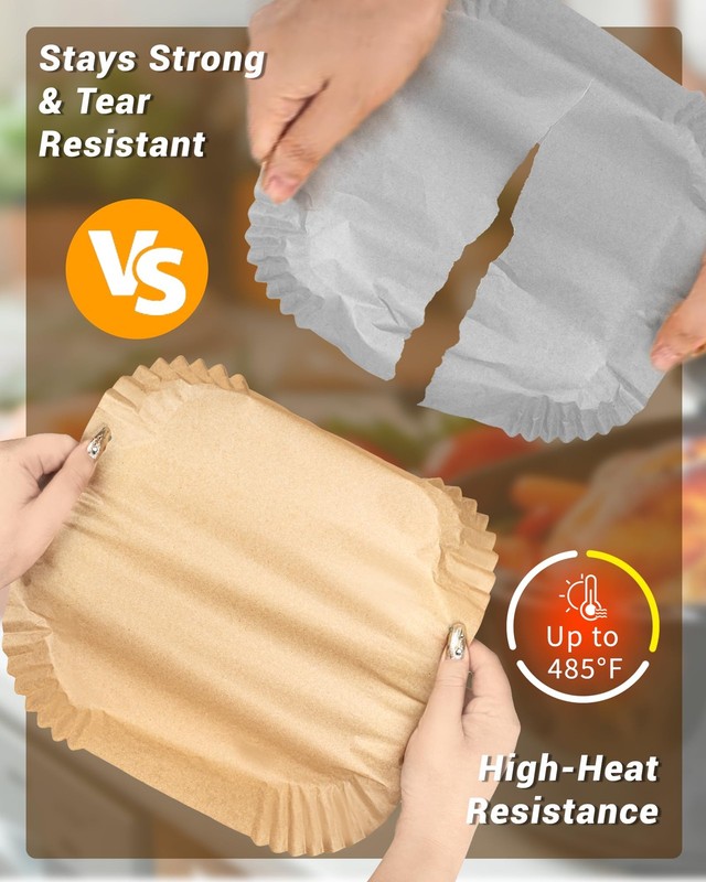 500Pcs Air Fryer Paper Liners, 8” Square Disposable 8 inches, Natural gallery