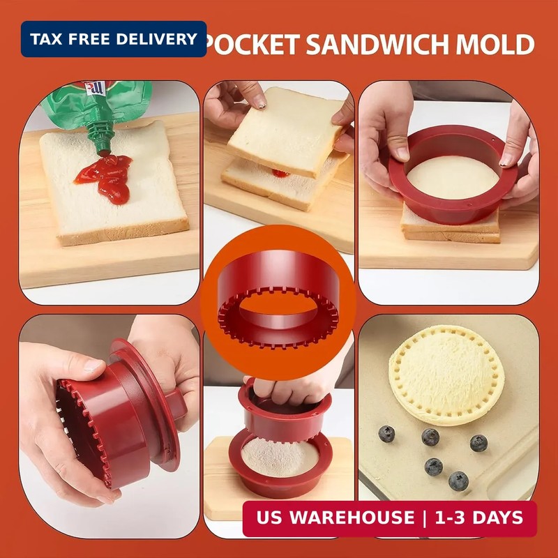 Burger Press Patty Maker 4 in 1 Stuffed Slider Sandwich Cutter 100 Wax Discs Red gallery