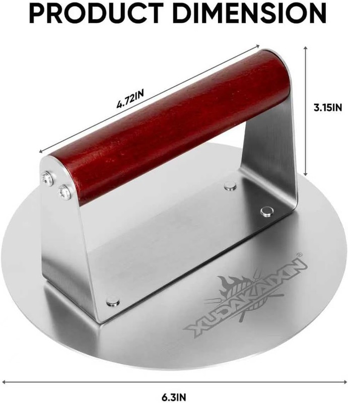 Stainless Steel Smash Burger Press 6.3" Hamburger Smasher Tool BBQ Griddle gallery