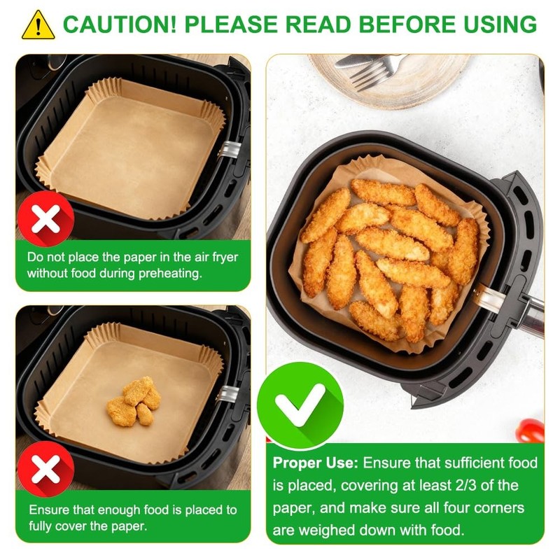 BYKITCHEN Large Air Fryer Liners for 10 inch 8-12 QT-200PCS, Nature gallery