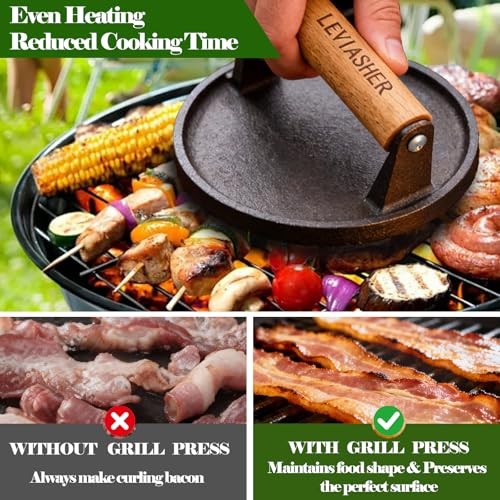 2 Pack 2.3lb Steak Weight & Burger Press, Striped Base, 7" Round strip 2pack gallery