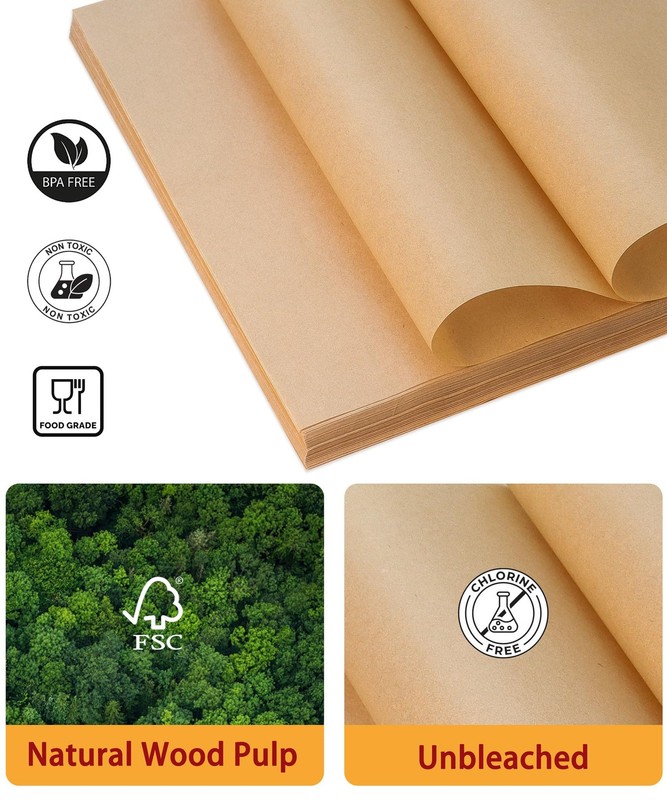200 Pcs Parchment Paper Baking Sheets, 12x16.5 Inches 12" x 16.5", Brown gallery