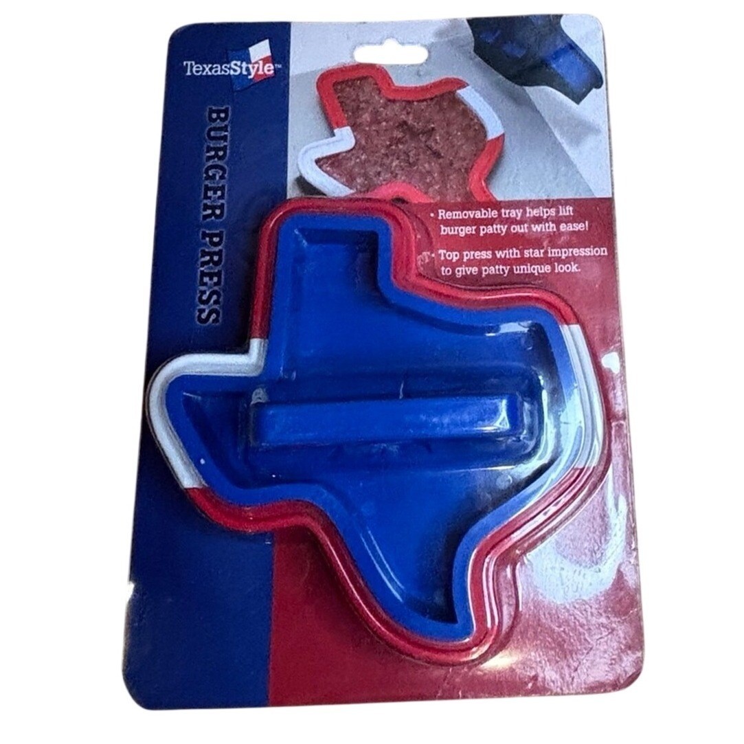TexasStyle Burger Press OS Red White Blue New Texas Shaped Patty Maker NWT gallery