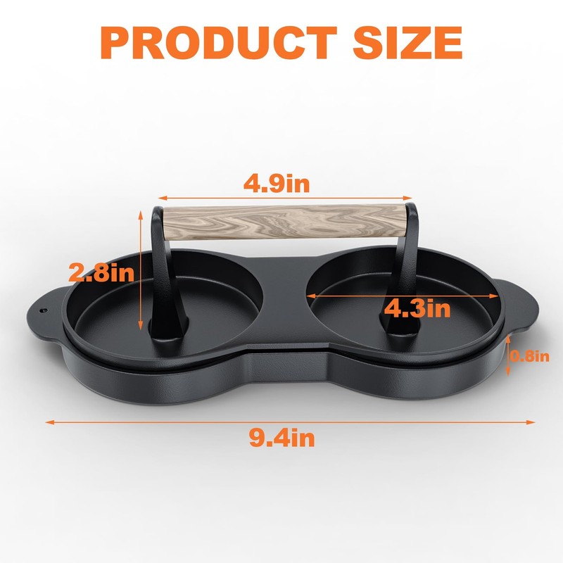 Double Burger Press Cast Iron Hamburger Patty Maker Meat for Professional gallery