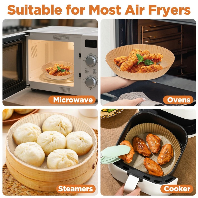 400 Pcs 9 Inch Air Fryer Liners, Round Disposable 9 inch, Nature Brown gallery