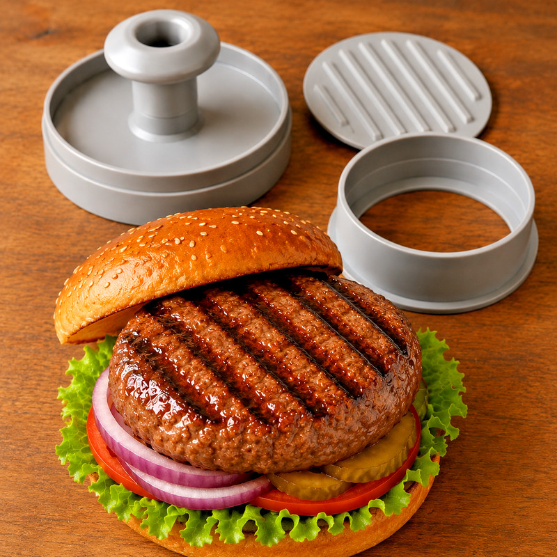 Burger Press Hamburger Patty Maker Mold Round Burger Form BBQ Grill Kitchen Tool gallery
