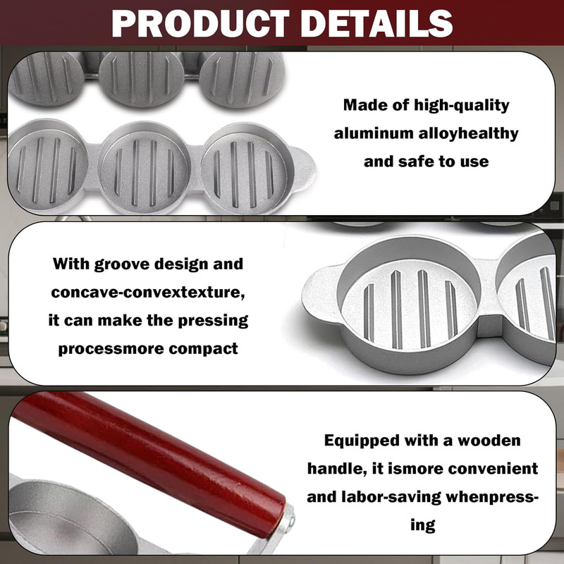 Sausage Patty Press,Mini Burger Press (Three 2.64-Inch Molds) Slider Burger Pres gallery