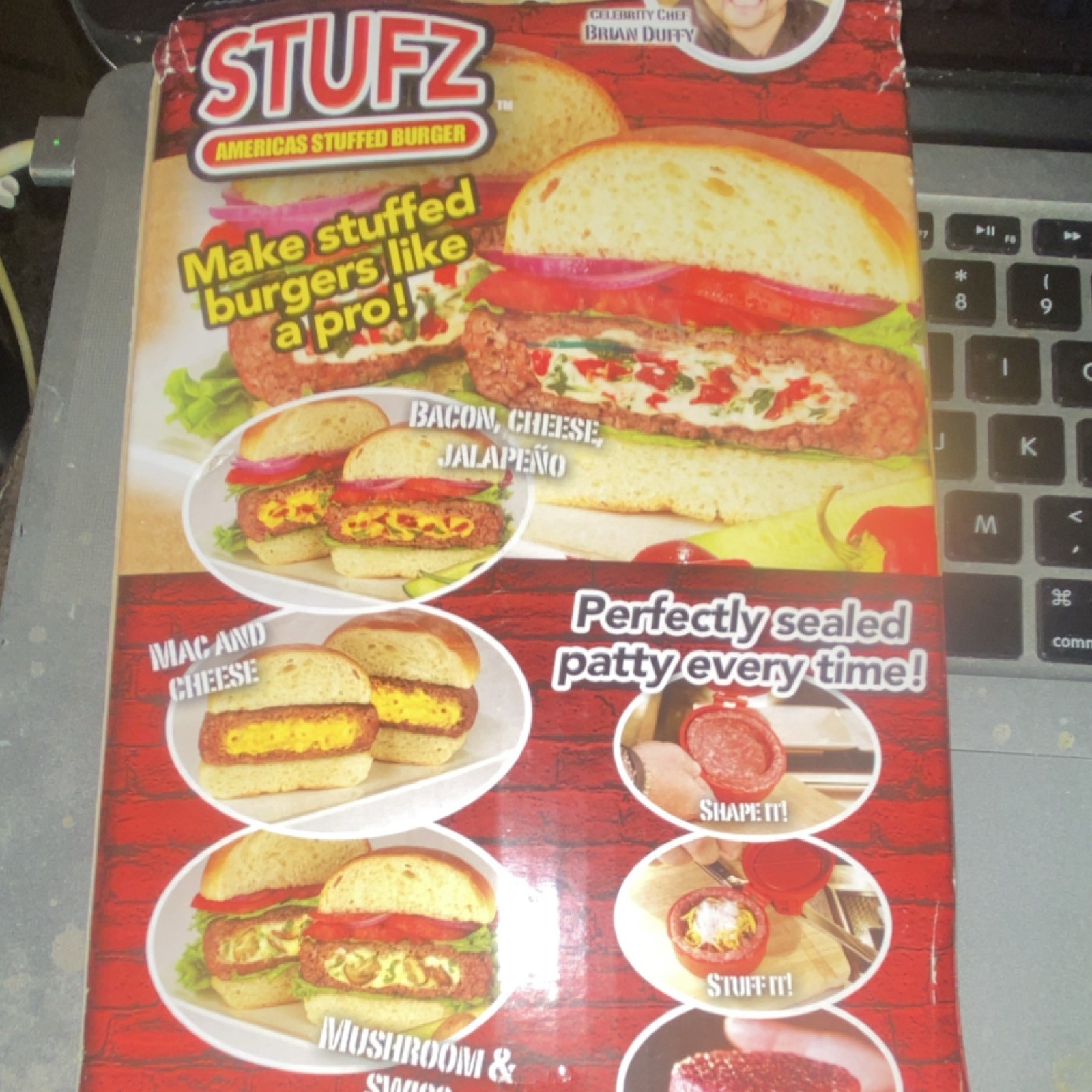 As Seen On TV STUFZ Americas Stuffed Burger Press Large Red Plastic gallery