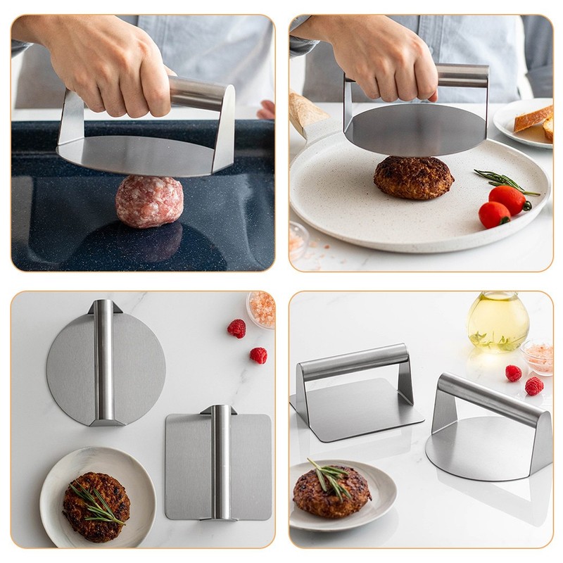 2 Pcs Stainless Steel Burger Smasher Hamburger Patty Maker Press gallery