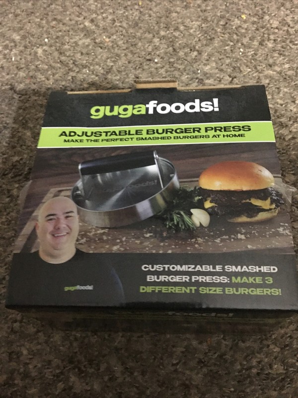 Guga Foods- Adjustable Burger Press, Stainless Steel Hamburger and Smashed Patty gallery