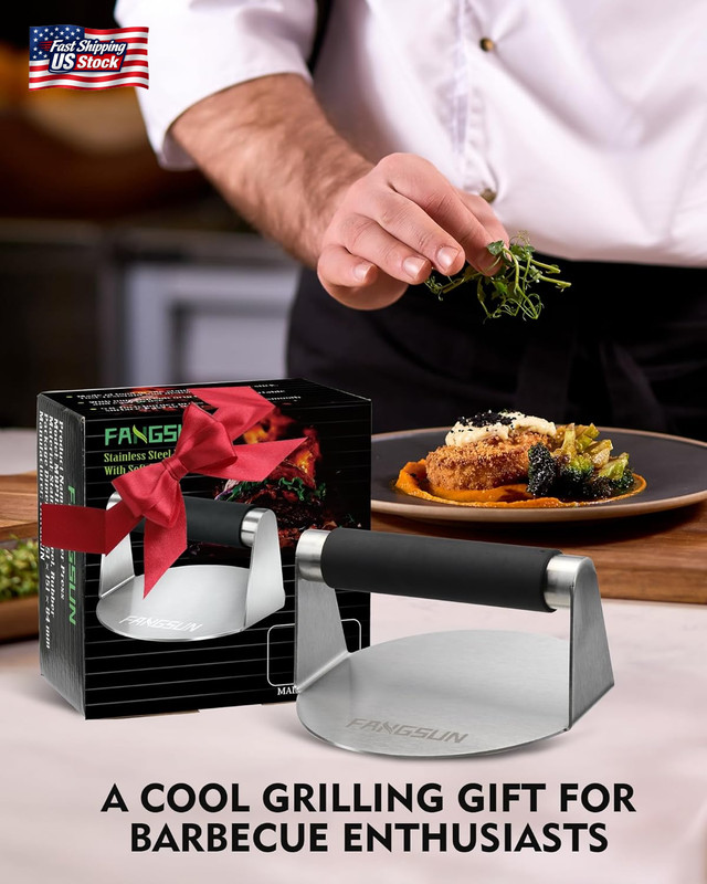 FANGSUN Burger Press with Heat-Resistant Handle, 5.8 Inch Stainless Steel Burger gallery