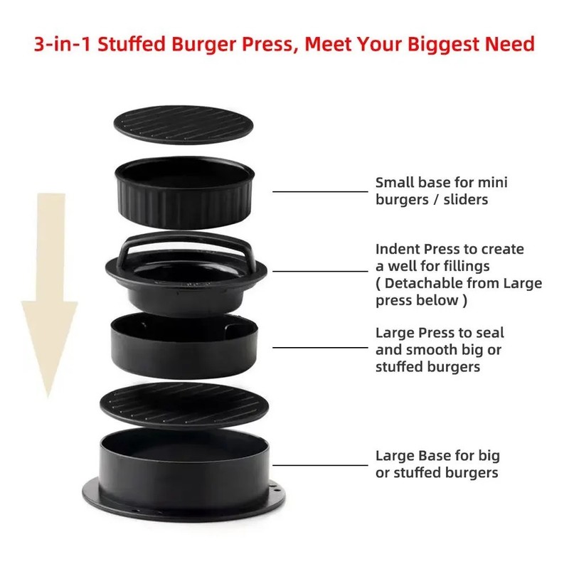 3-in-1 Stuffed Burger Maker – Non-Stick Patty Press Mold BBQ Kitchen Tool gallery