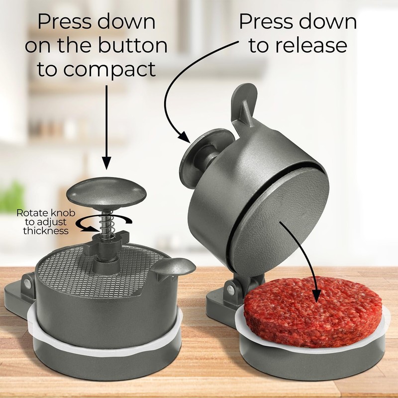 Burger Press Patty Maker Adjustable Thickness 1/4 Lb to 3/4 Lb with Ejector gallery