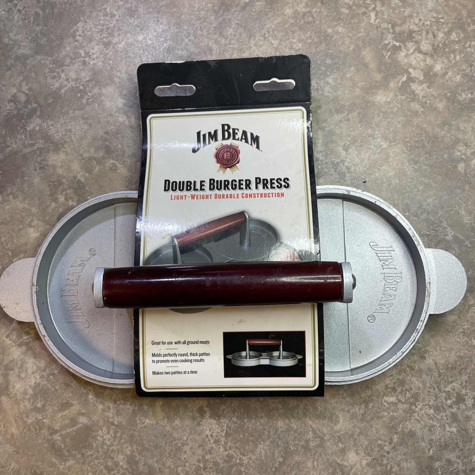 Jim Beam Non Stick Heavy Duty Aluminum Double Burger Grilling Patty Press JB0169 gallery
