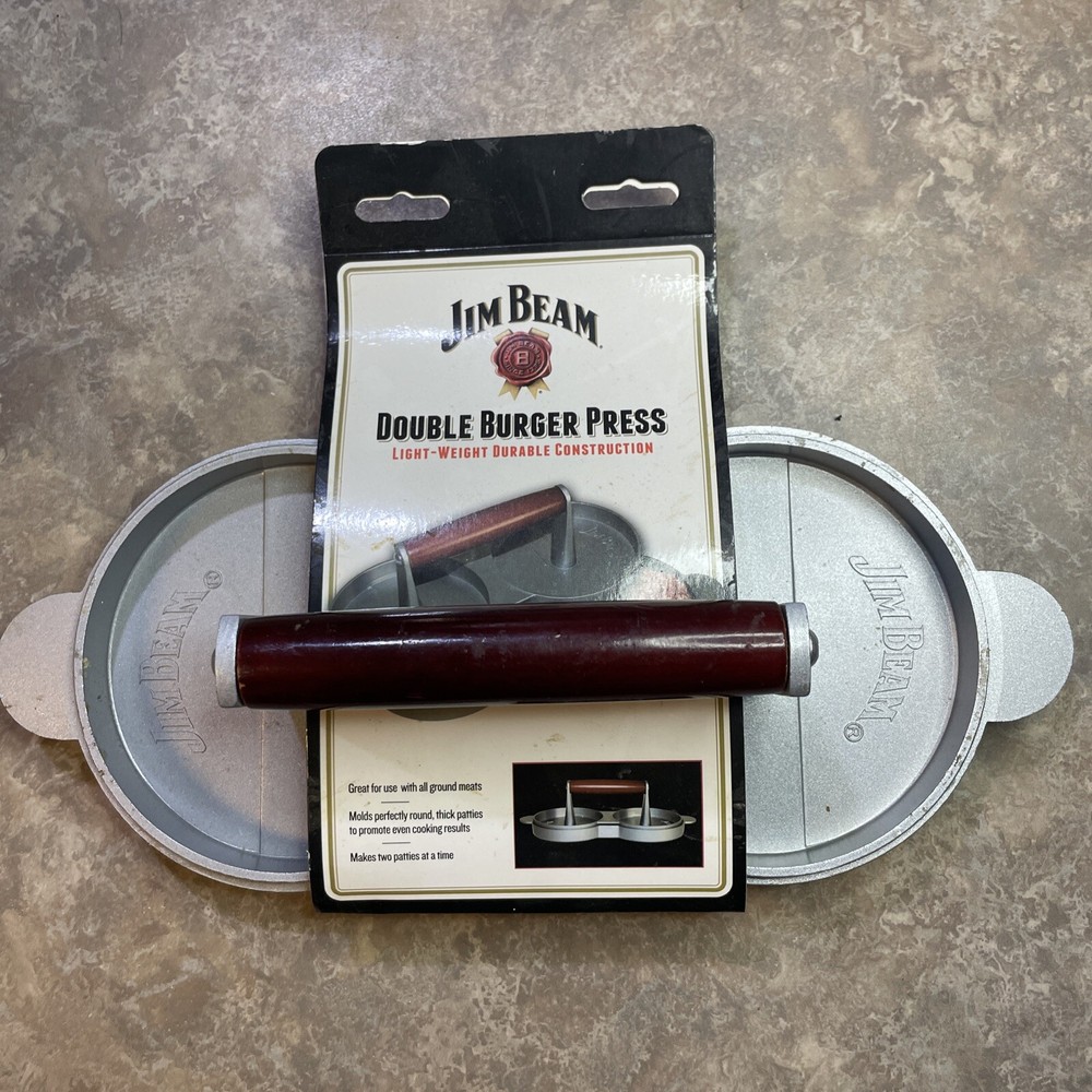 Jim Beam Non Stick Heavy Duty Aluminum Double Burger Grilling Patty Press JB0169