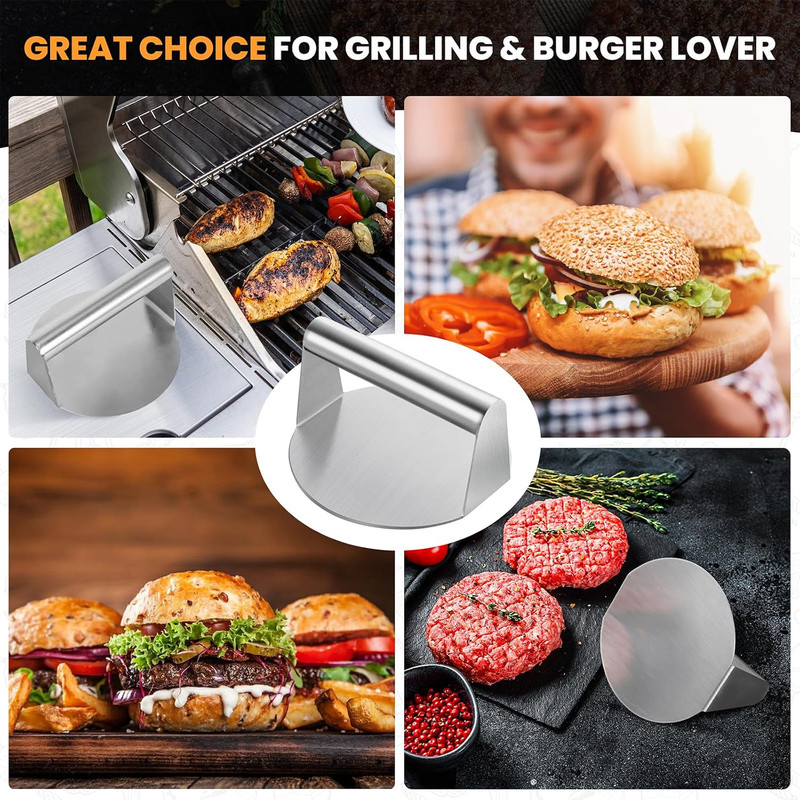Stainless Steel round Hamburger Press Non Stick Burger Smasher for Blackstone gallery