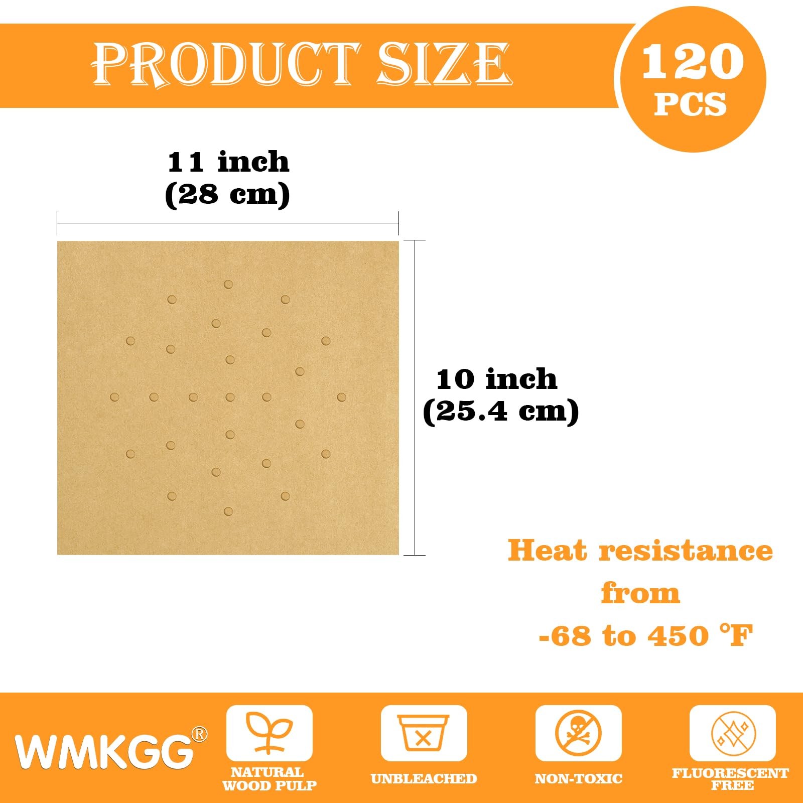 WMKGG 120 PCS Air Fryer Liners Disposable for Emeril 10x11, Unbleached gallery