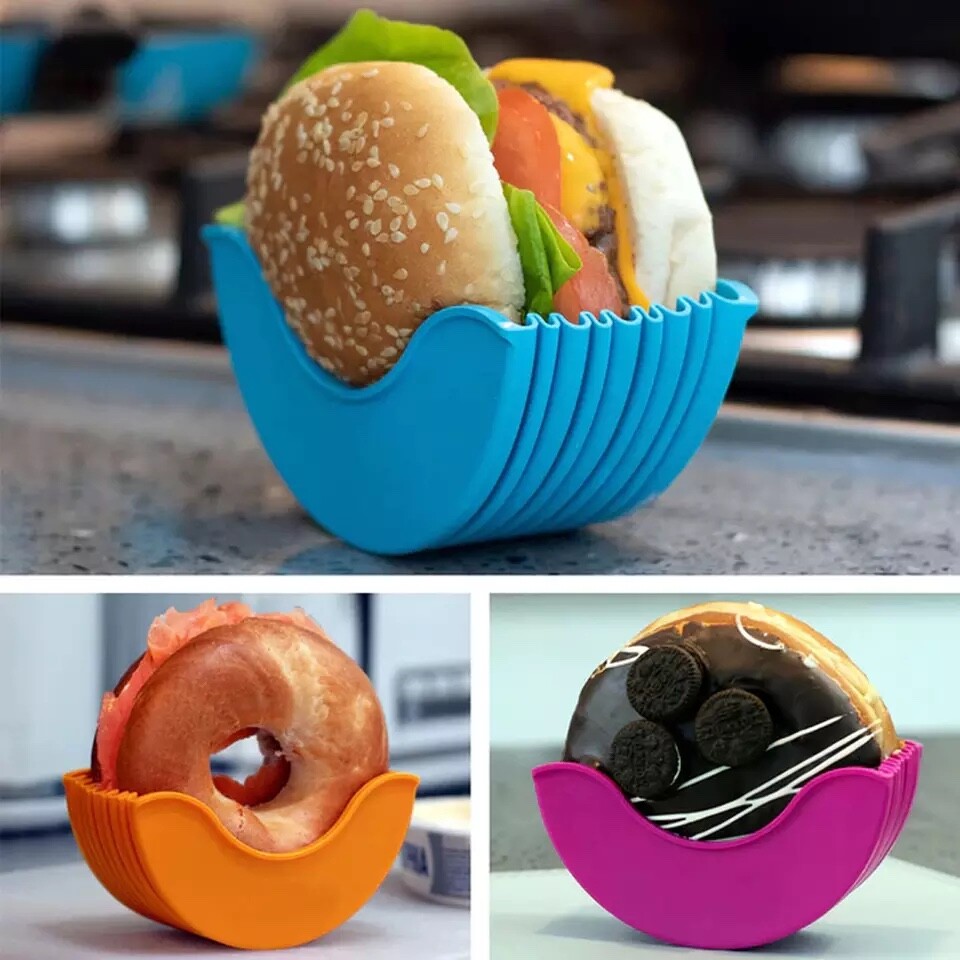 1 Piece Burger Buddy Box Hamburger Silicone Shell Hygienic Reusable Holder gallery