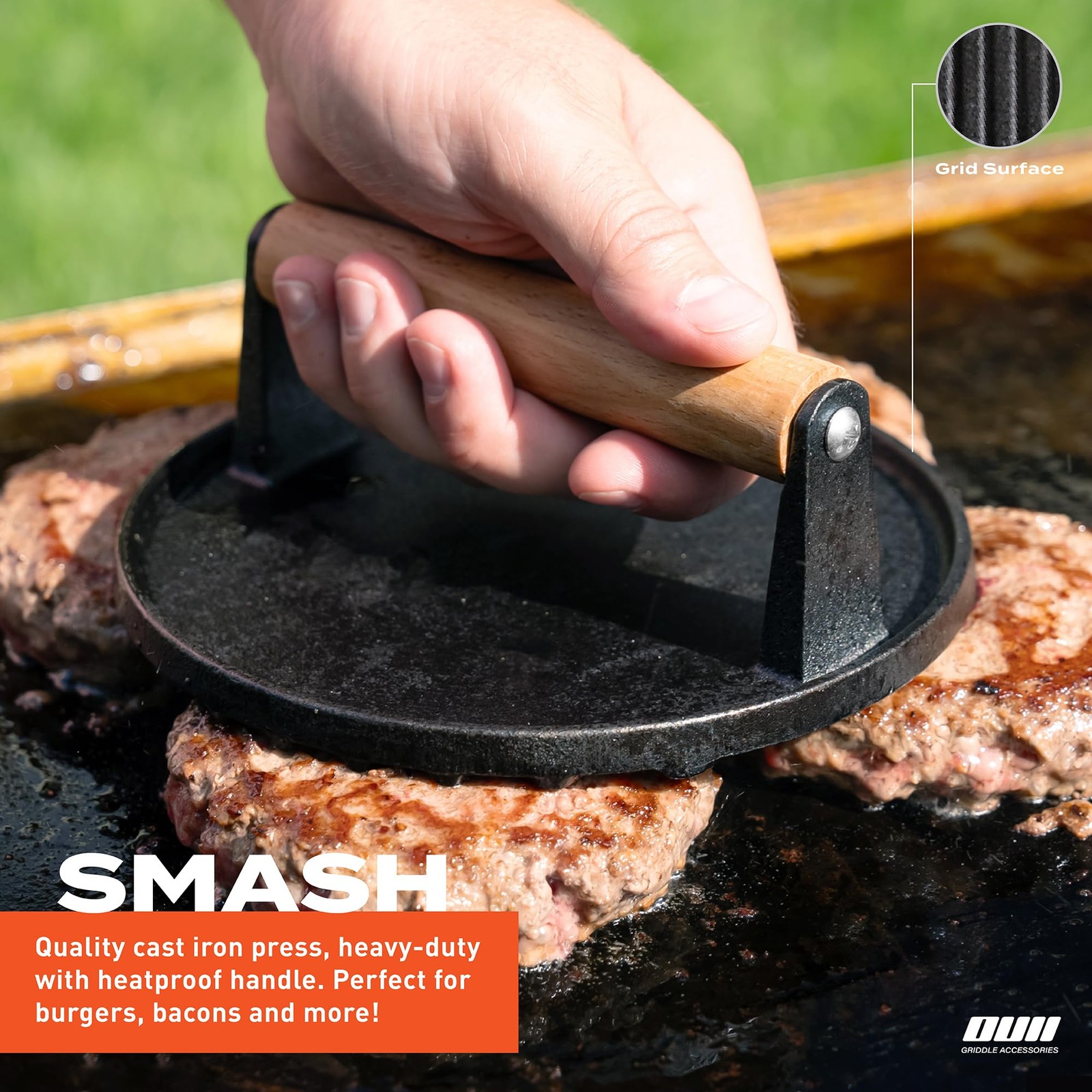 Flat Top Griddle Accessories Set for Blackstone and Camp Chef - Round Cast Iron gallery
