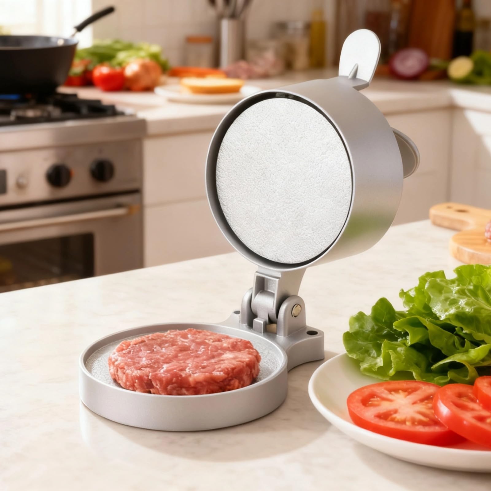 Hamburger Press Patty Maker, Aluminum Alloy Burger Press Patty Maker, Spring ... gallery