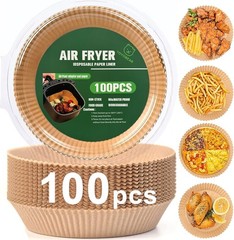 100PCS Air Fryer Disposable Paper Liner,Baking 7.9-inch-circular, Light Brown