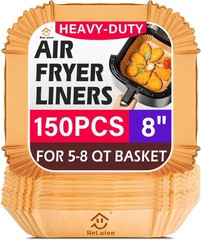 150pcs Air Fryer Liners, 8.7″ Square Parchment Disposable 150pcs, Nature