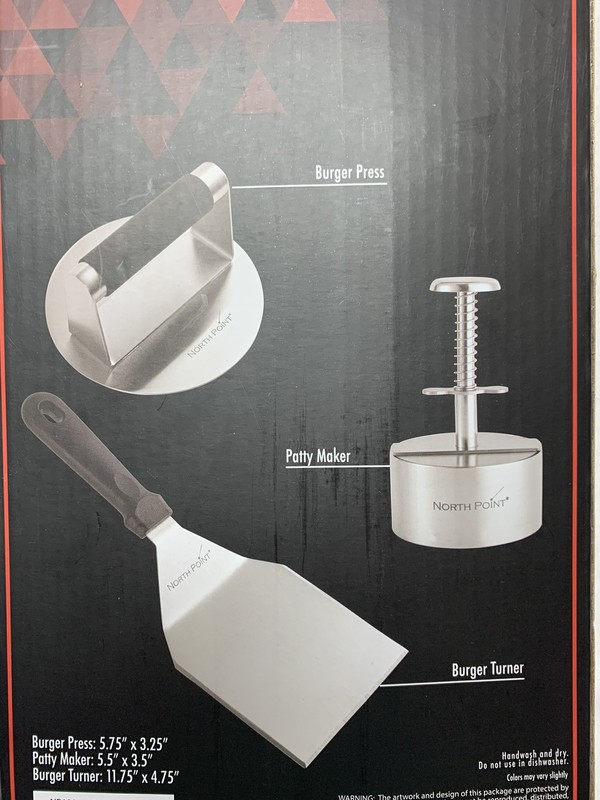 3 Piece Stainless Steel Smash Burger Kit (North Point) NEW IN BOX gallery