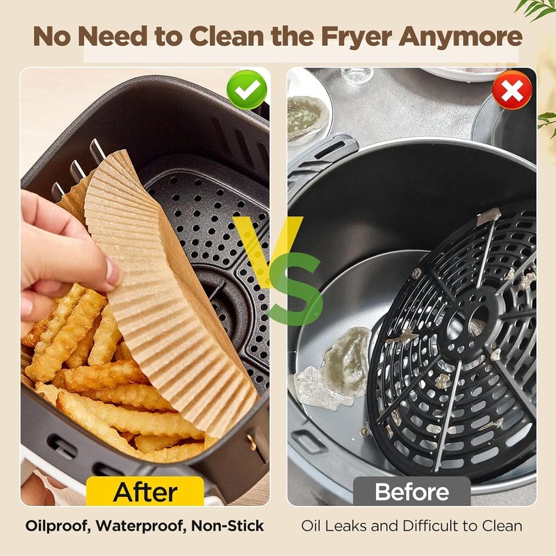 Air Fryer Paper Liners, 100PCS Non-stick Oil Resistant 8inch-100PCS, Yellow gallery
