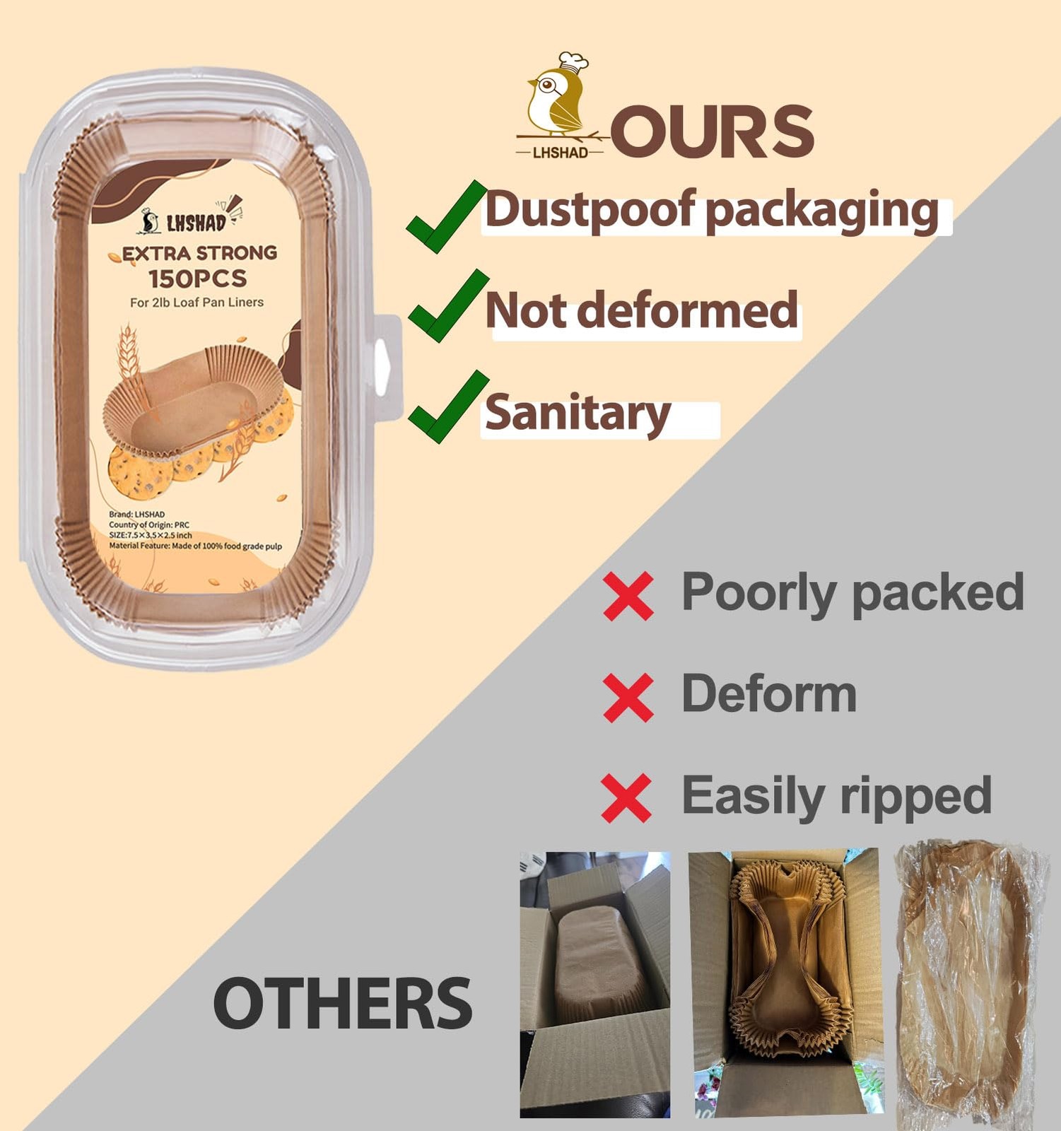 Loaf Pan Liners, Liners for Baking Bread 9x5'' Rectangle, Natural gallery