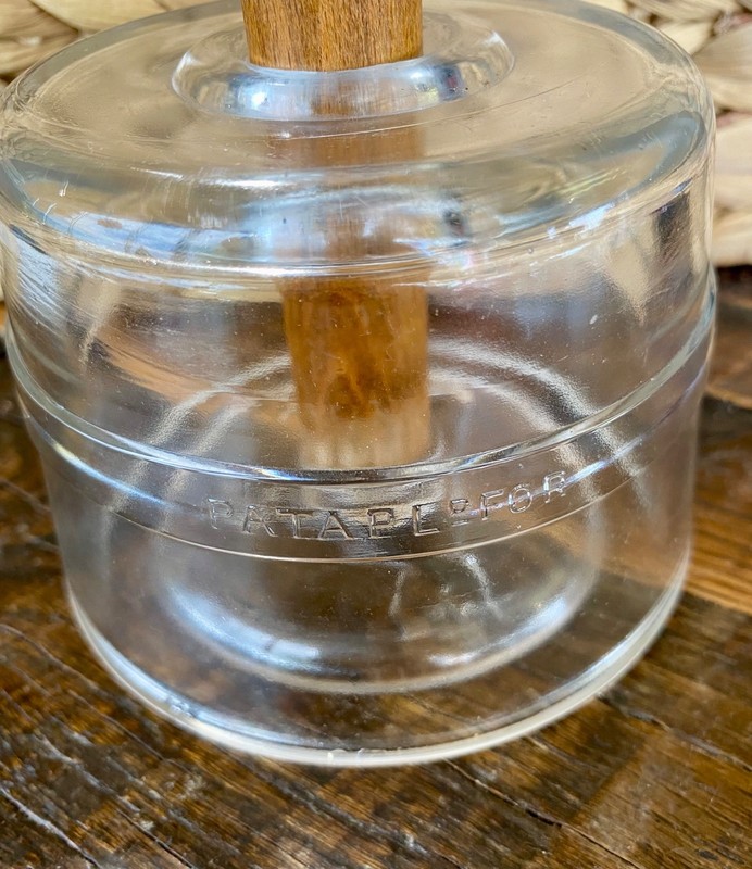 Vintage Glass And Wood Butter Press, Mold With Cow Stamp gallery