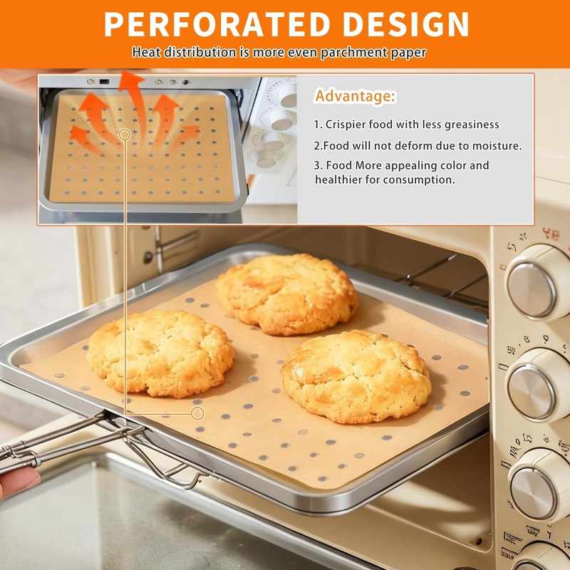 MEIYA Air Fryer Liners Disposable, 180Pcs Parchment Paper Sheets Large, Brown gallery