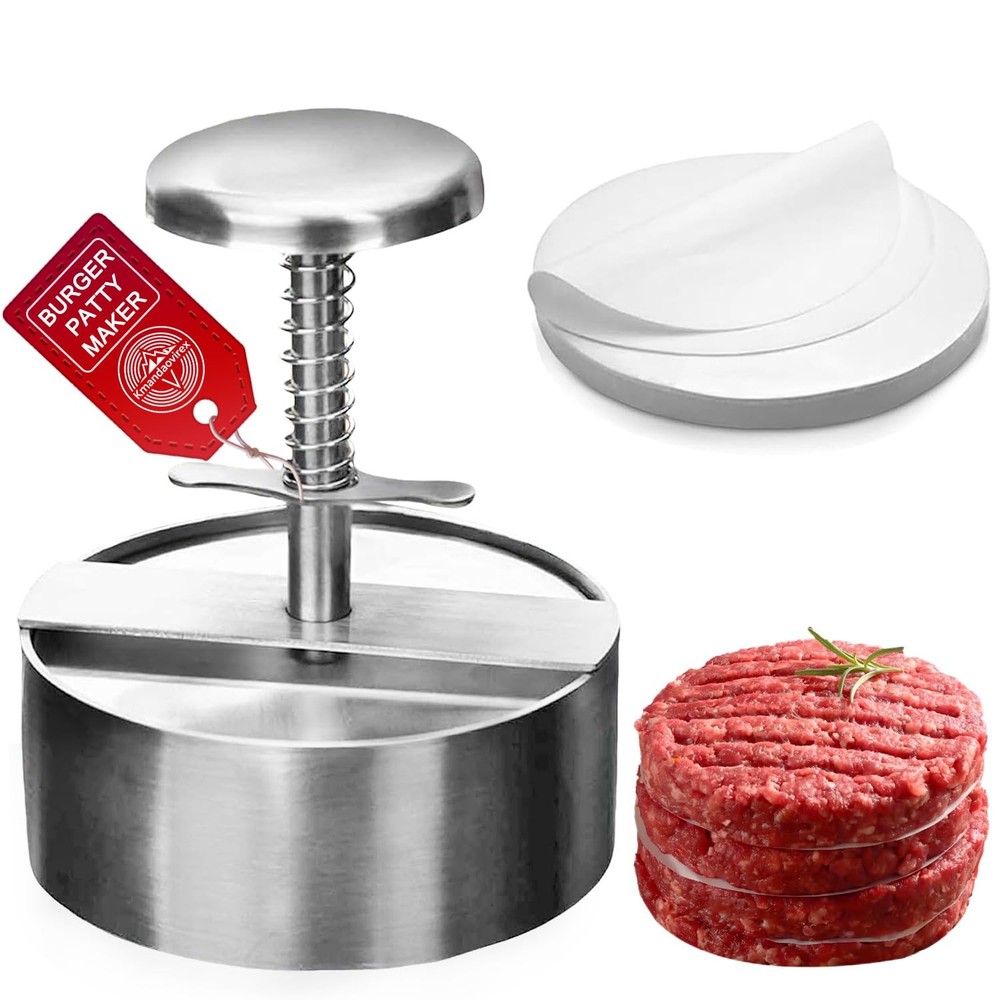 Hamburger Press Patty Maker 304 Stainless Steel Non-Stick 4.5 Inch Mold