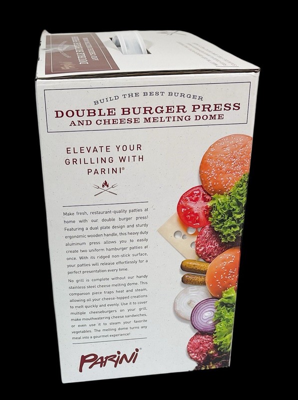 Double Burger Press and Cheese 8¾" Stainless Steel Melting Dome Parini NEW gallery