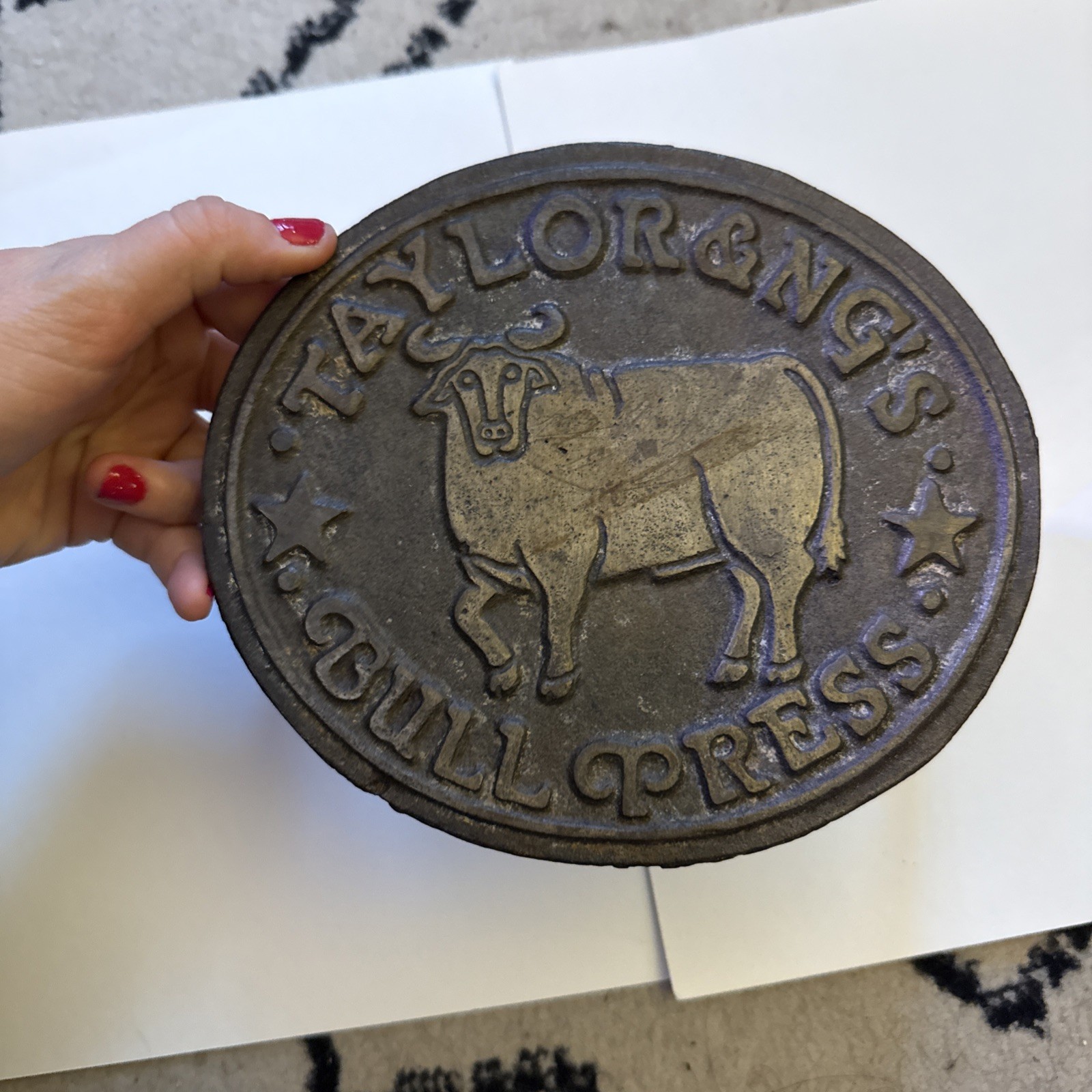 1979 Taylor & NG’s Bull Press Iron With Handle Hamburger Press gallery