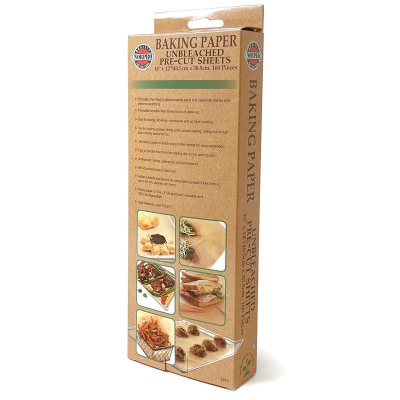 Norpro Unbleached Baking Paper Sheets, Precut, 16x12 16 x 12, Natural gallery