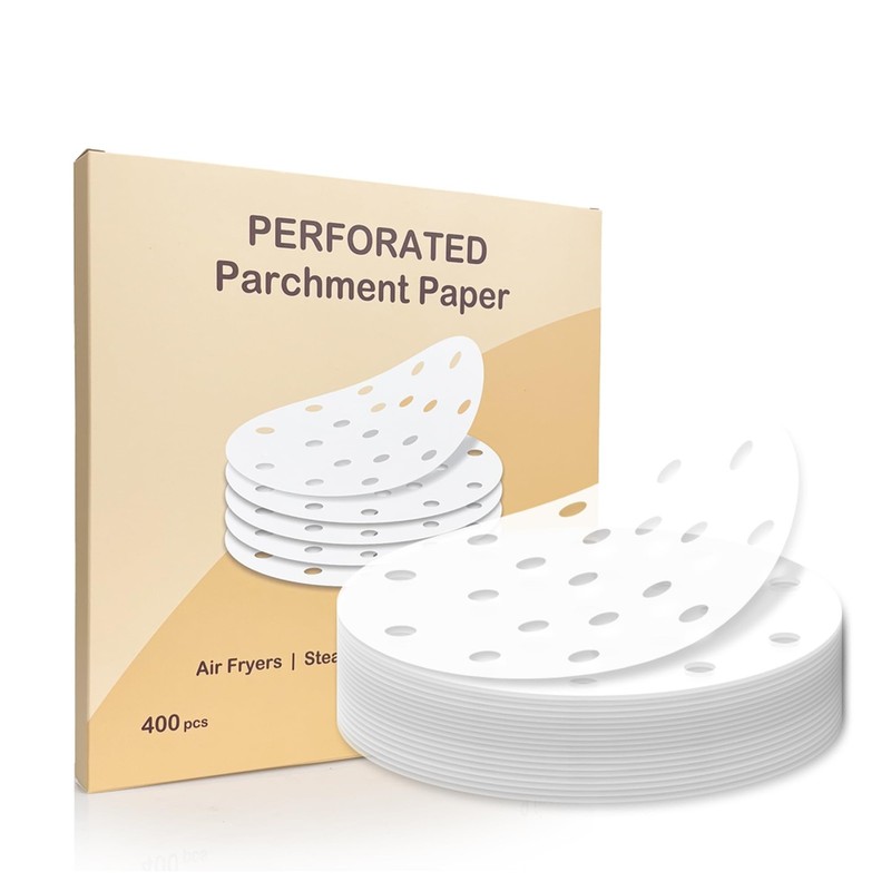 Premium Perforated Parchment Paper Air Fryer Liners 9 inch 400 pcs, White gallery