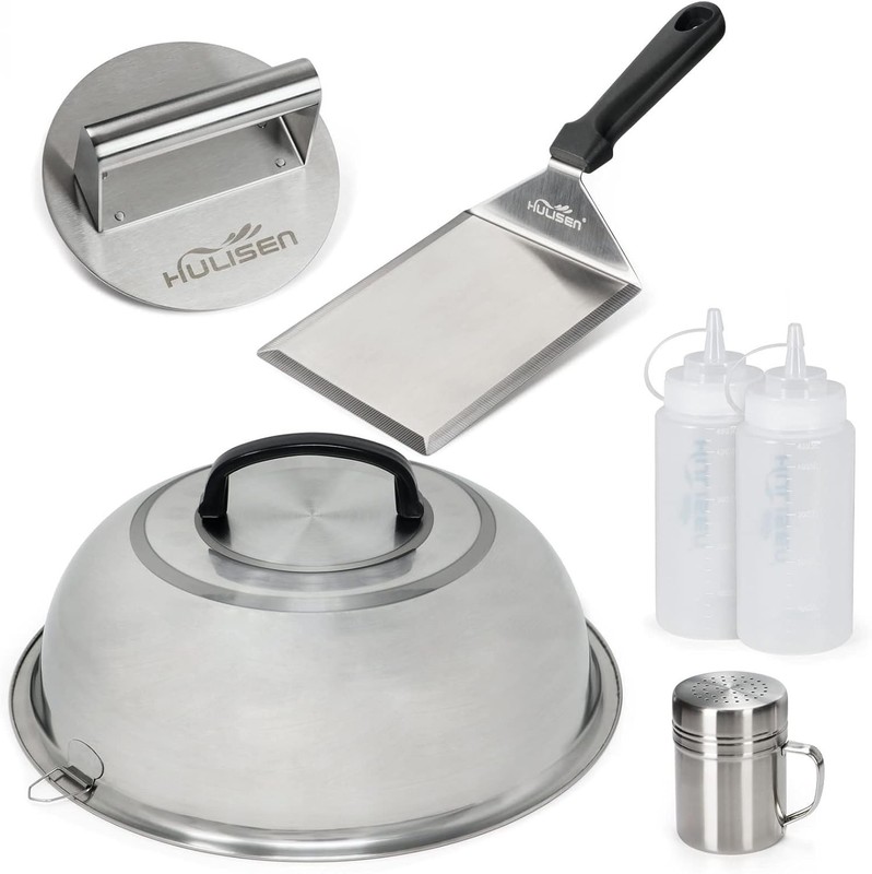 Smashed Burger Kit, Burger Press, 12 Inch Basting Cover, Grill Spatula, Spice... gallery