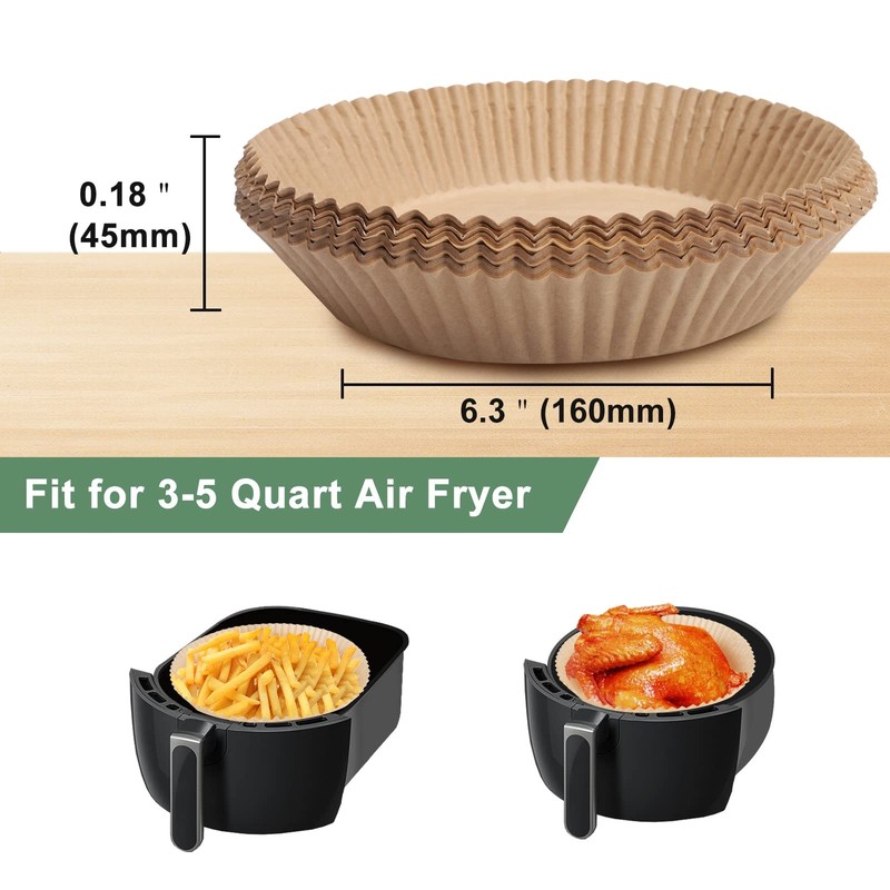 Air Fryer Paper Liner, Unbleached & Biodegradable Material, 6.3 inches, Black gallery