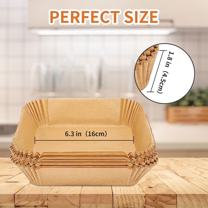 Air Fryer Liners Disposable Paper,100Pcs Parchment Paper 6.3" Square, Beige gallery