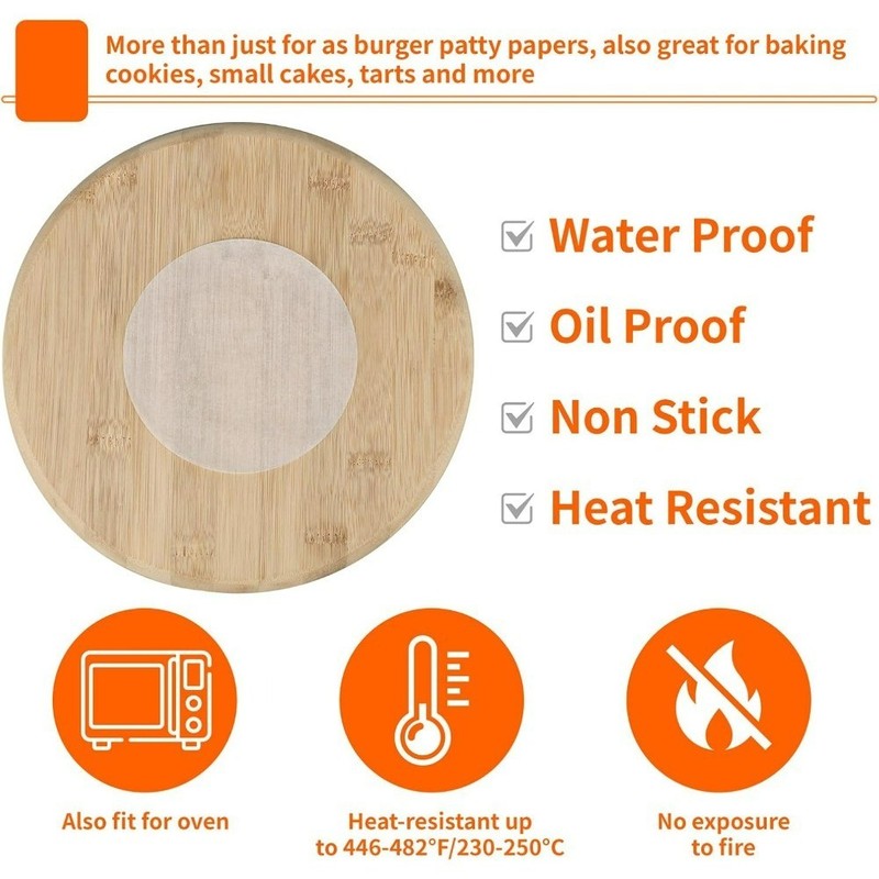 Precut 4.5 Inch Parchment Paper Sheets for Burger Press 200pcs Patty Separator gallery