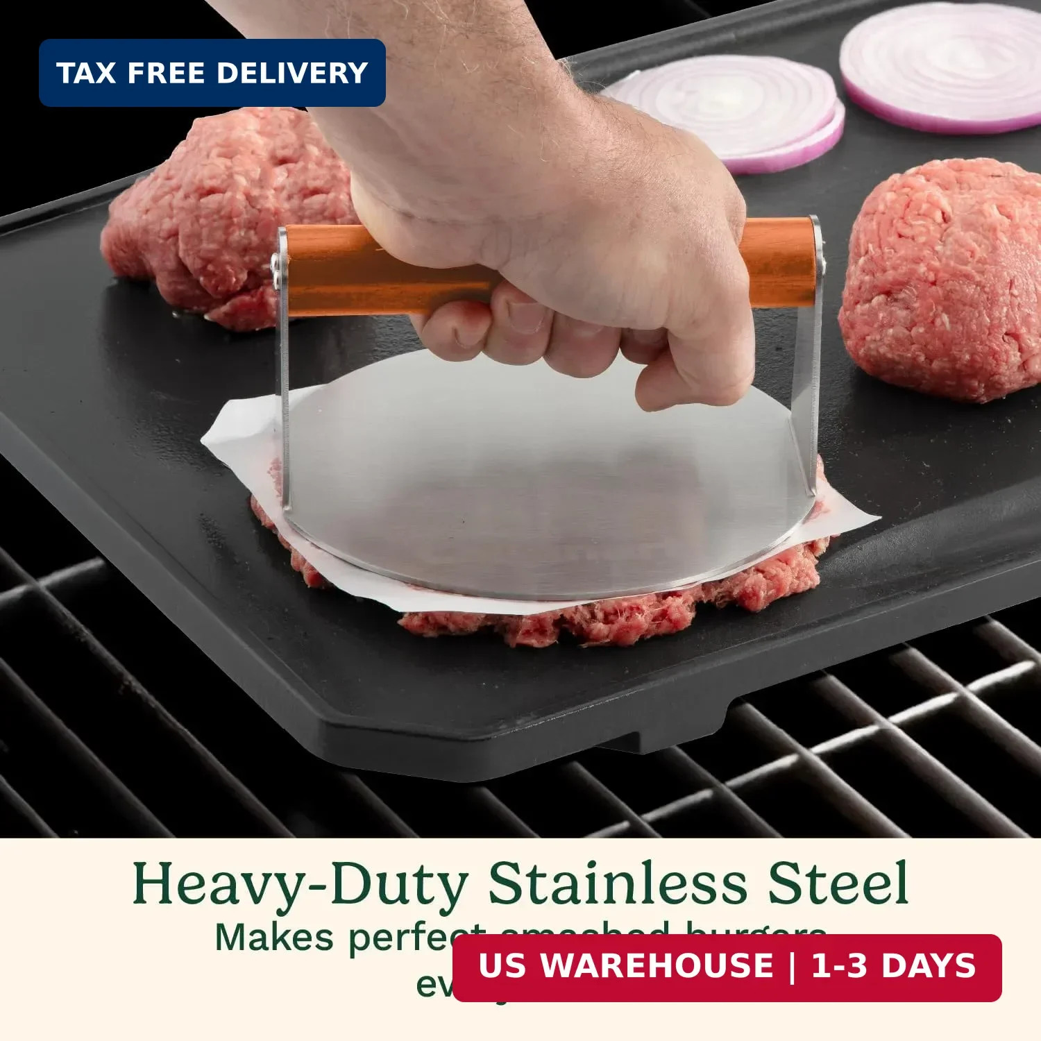 Cuisinart 6" Stainless Steel Smashed Burger Press, Juicy and Crispy Burgers for gallery
