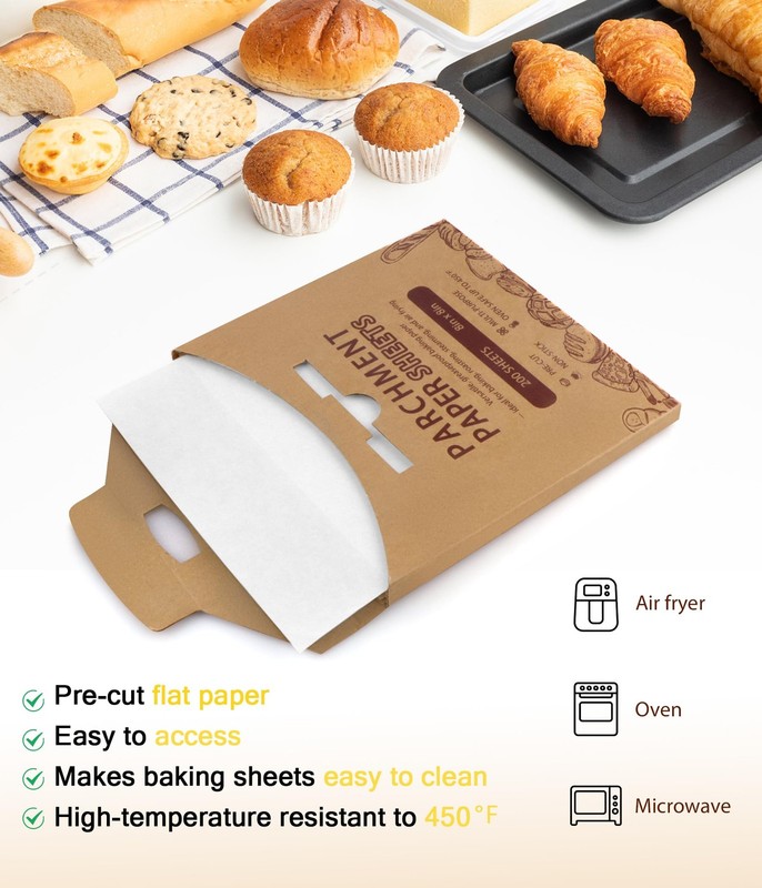 200PCS Parchment Paper Sheets, 10x10in, Squares Baking 10x10 in, White gallery