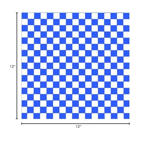 200 Sheets Blue and White Checkered Food Wrapping 12'' x 12'', Blue/White gallery