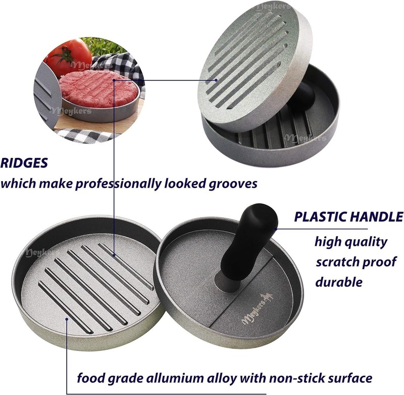 Non-Stick Burger Press Set with 100 Patty Papers for Perfect Grilling - BPA Free gallery