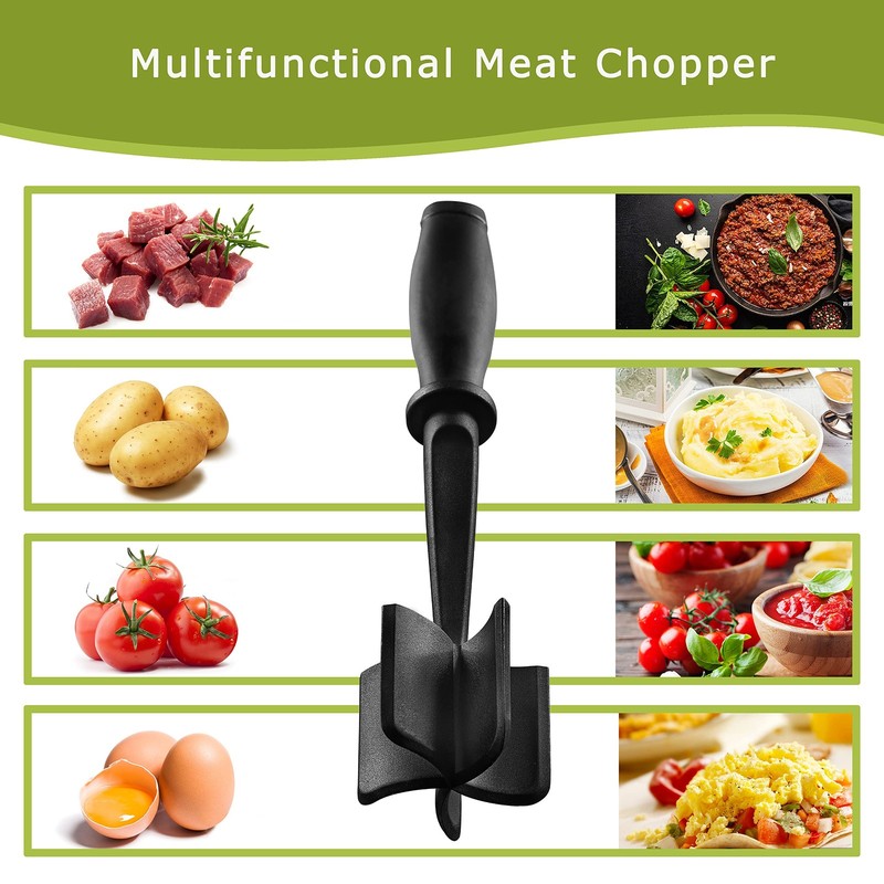 Meat Chopper Masher for Ground Beef and Hamburger Meat, Heat 11*2.5, Black gallery